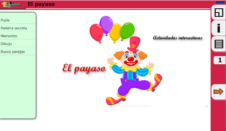 El payaso. Pica sobre la imagen para ir a la actividad